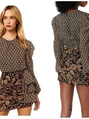 Misa Los Angeles Black Floral Mini Dress